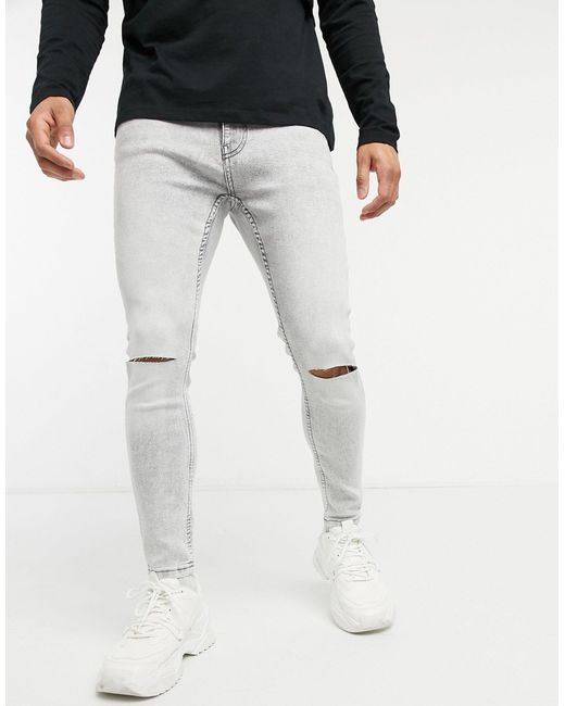 Bershka Denim Super Skinny Jeans With Knee Rips in Grey (Gray) for Men -  Save 11% - Lyst