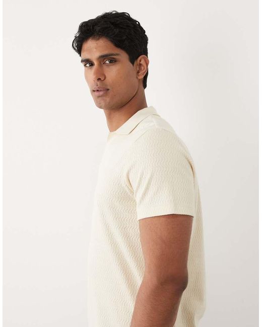 Blend Natural Regular Fit Revere Collar Textured Knit Polo for men