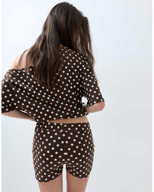 ASOS Brown Polka Dot Micro Shorts Co-ord
