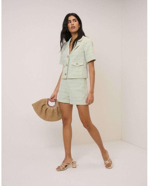 Nobody's Child Green Check Short Sleeve Boucle Jacket