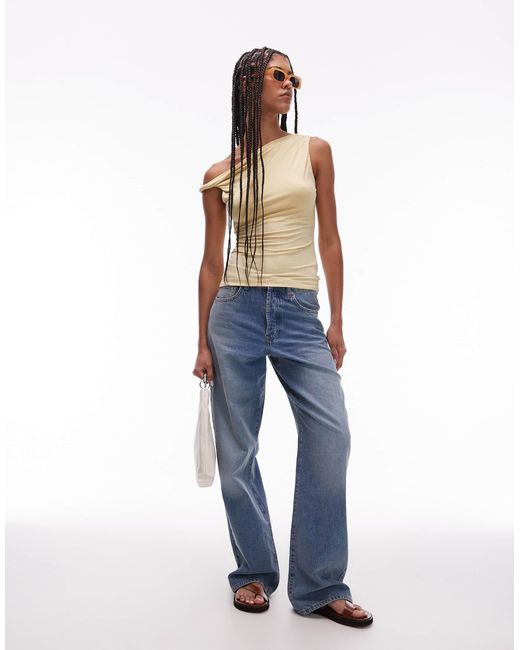 TOPSHOP Blue Twist One Shoulder Top