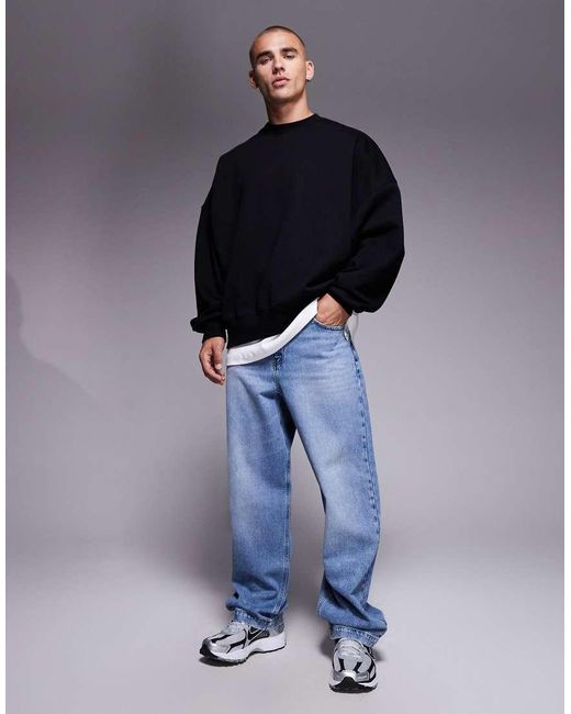 ASOS Blue Premium Heavyweight Extreme Oversized Sweatshirt for men
