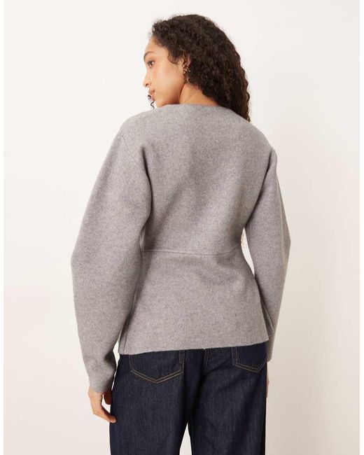 Gina Tricot Gray V-Neck Shaped Cardigan