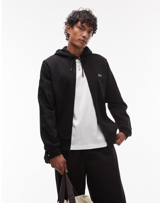 Sudadera Negra Con Capucha Y Cremallera De Lacoste de hombre de color Black