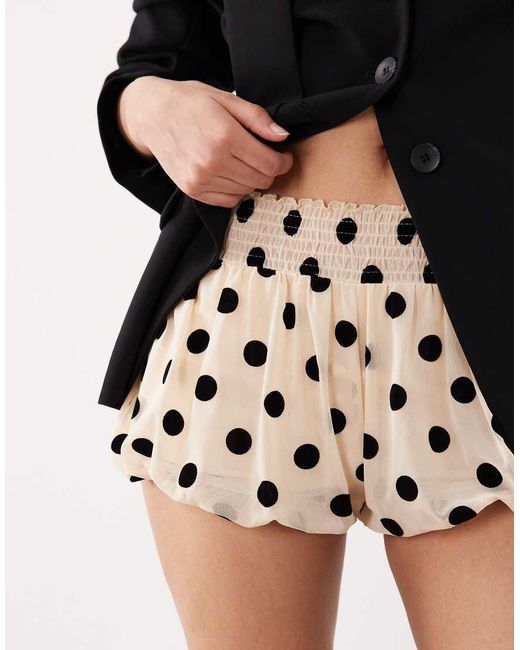 ASOS Black Flocked Polka Dot Mini Bloomer Shorts