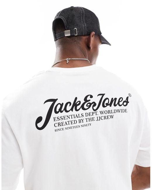Jack & Jones White Script Logo T-shirt & Shorts Lounge Set for men