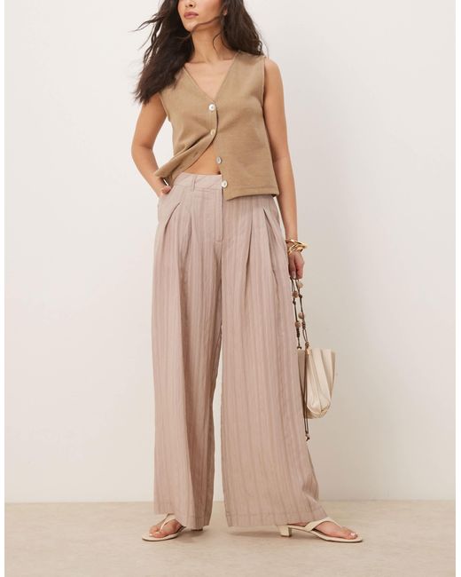 ASOS Natural Wide Leg Trousers
