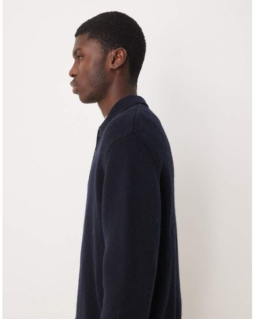 ARKET Trui Van Zuivere Wol Met Textuur En Polokraag in het Blue voor heren