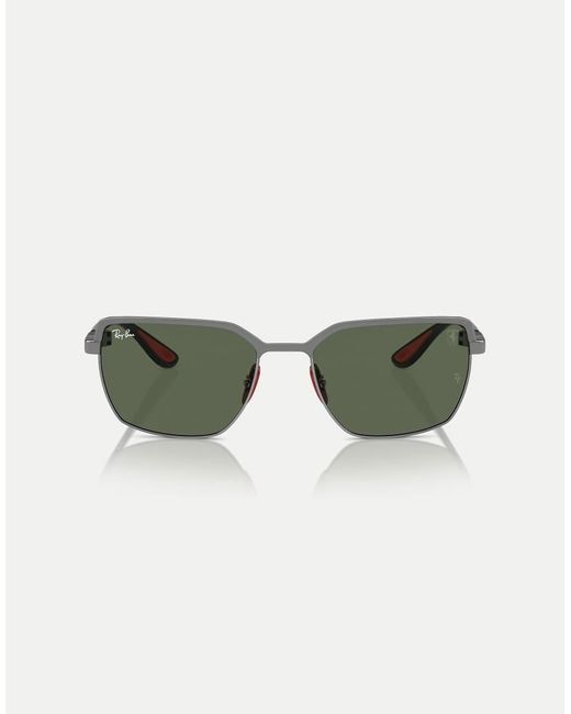 Ray-Ban Green Rb3743M Scuderia Ferrari Collection Square Sunglasses With Lens