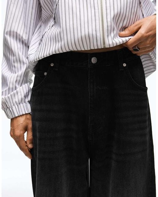 Bershka Black Embroidered Neobarrel Jeans for men