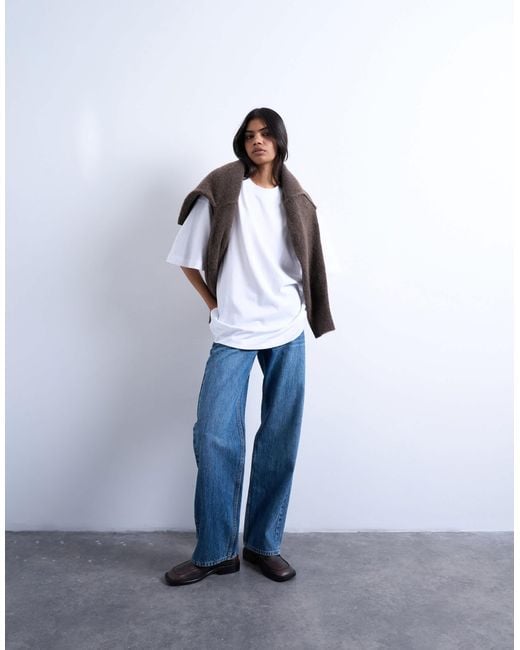 TOPSHOP White Oversized Drop Shoulder Tee