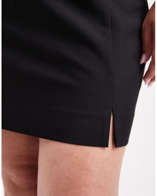 ASOS Black Curve Tailored Mini Skirt With Slit
