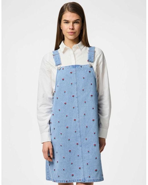 Pieces Blue – latzkleid aus denim
