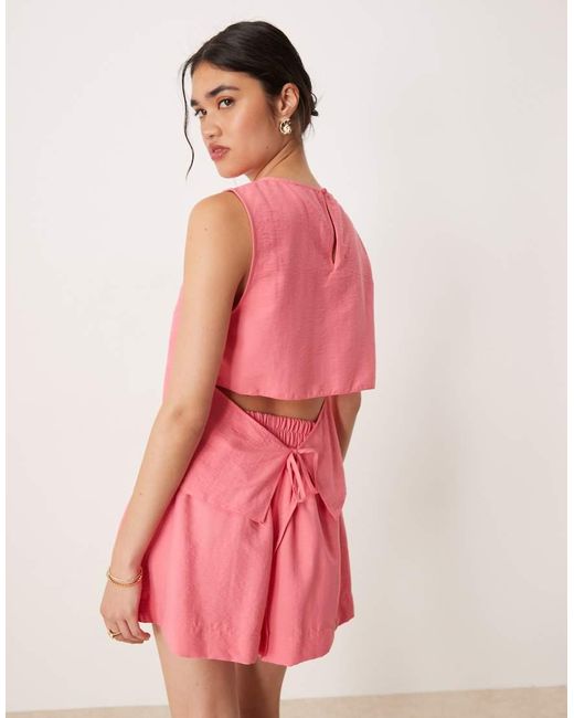 ASOS Pink Open Tie Back Shell Top Co-ord