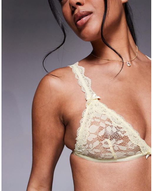 ASOS Gray Hazel All Over Lace Soft Triangle Bra With Lace Trim