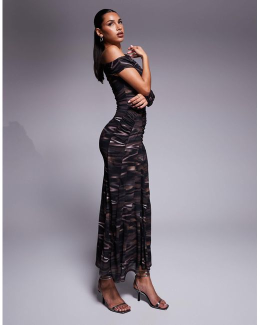 Amaba Asymmetric Drape Side Wool Blend Maxi Dress main image 0