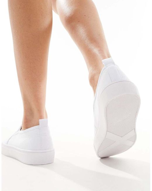 ASOS White Dotty Slip On Plimsolls