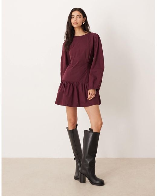 ASOS Red Cocoon Sleeve Drop Waist Mini Dress