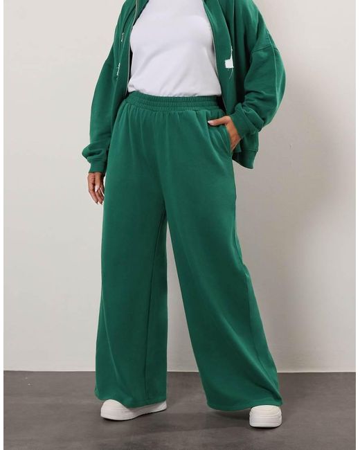 Yours Clothing Green 'La' Wide Leg Joggers
