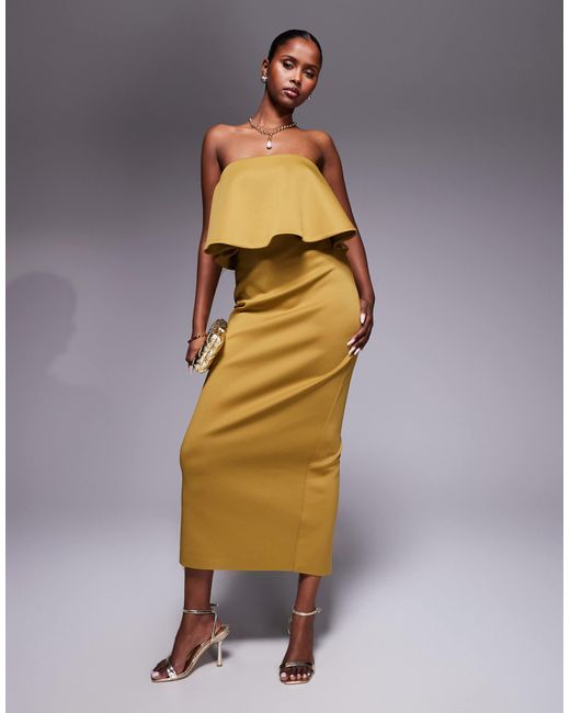 ASOS Metallic – trägerloses midikleid aus neoprenartigem stoff