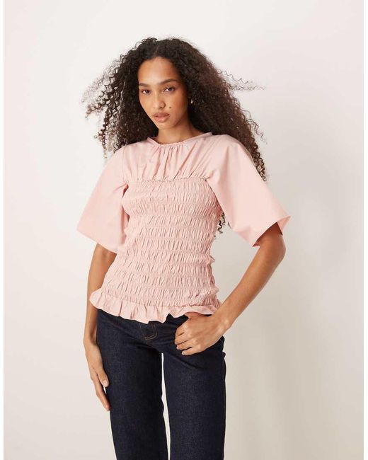 ASOS Pink Shirred Body Top
