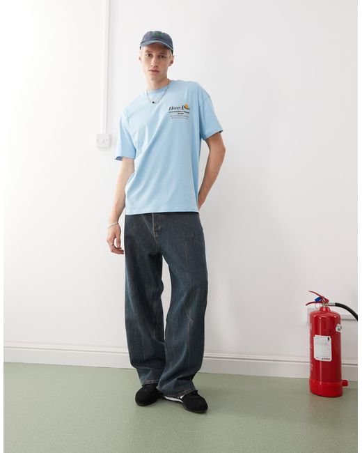 Collusion Blue Tee With Smile Print for men