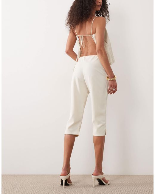 ASOS Natural Capri Trousers With Side Split