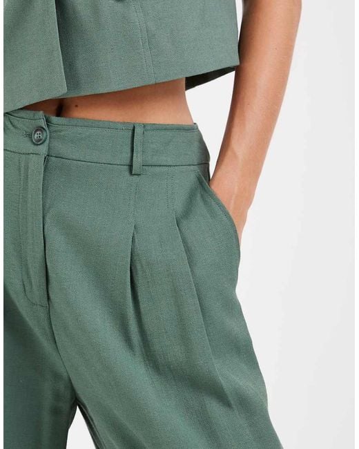 Vero Moda Green Wide Leg Pleat Front Tailored Trouser Co-ord