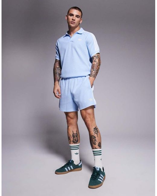 Adidas Originals Short Met Wafeltextuur in het Blue voor heren