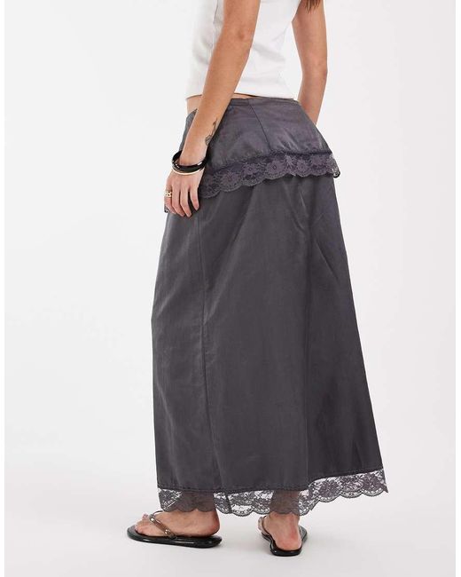 Muse Assembly White Satin Lace Trim Polly Skirt