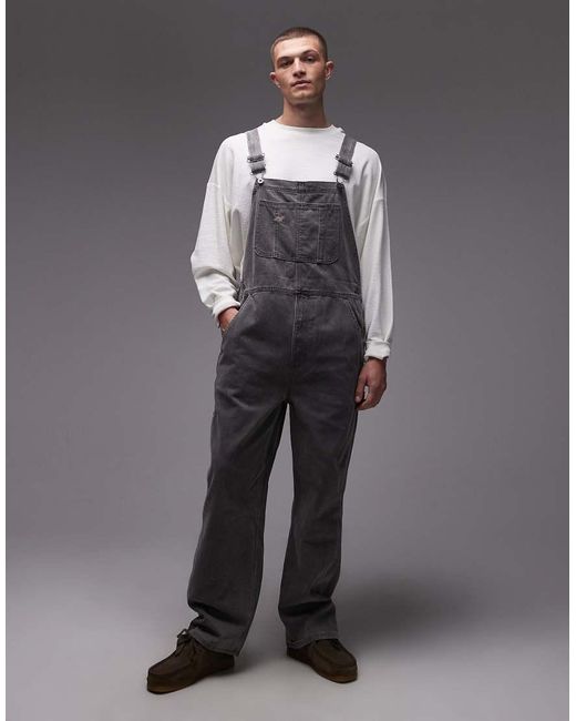 Dickies Gray Classic Denim Dungarees for men