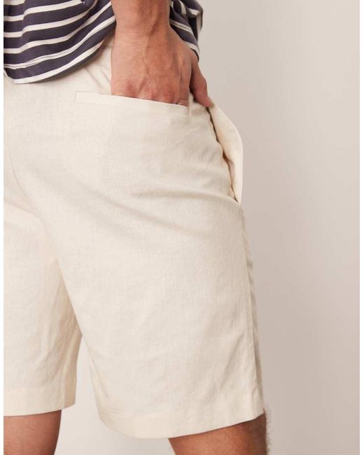 ASOS White Smart Straight Fit Linen Blend Shorts for men