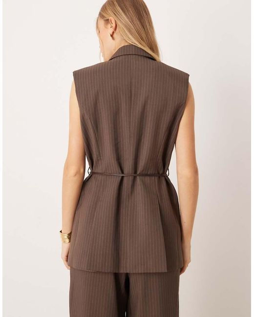 Y.A.S Brown Tailored Belted Waistcoat Co-ord