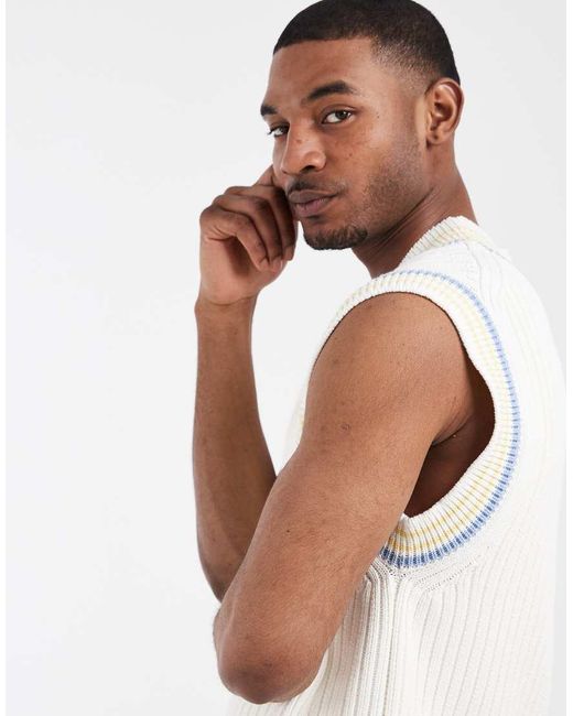 Lacoste White Chunky Knitted Vest for men