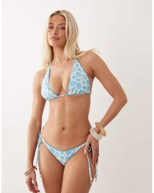 Peek & Beau Blue Shell Print Triangle Bikini Top