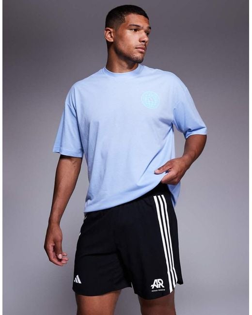 Adidas Originals Blue Adidas Running Own The Run 3 Stripe Shorts for men