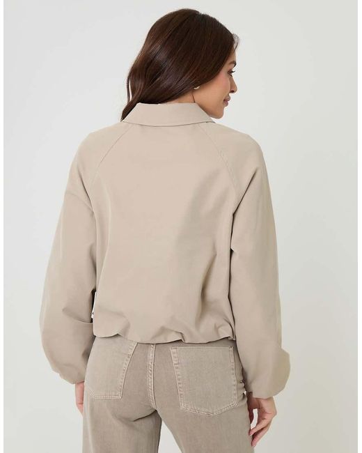 Threadbare Natural Zip Up Bubble Bomber Jacket With Collar
