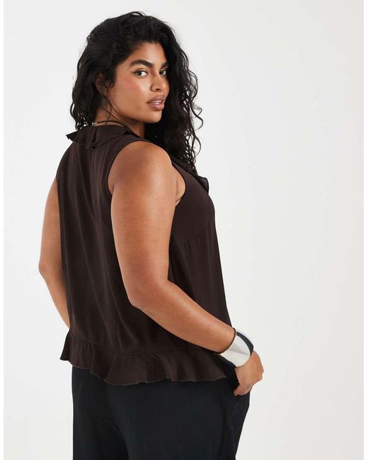 ONLY Black Tie Front Ruffles Top