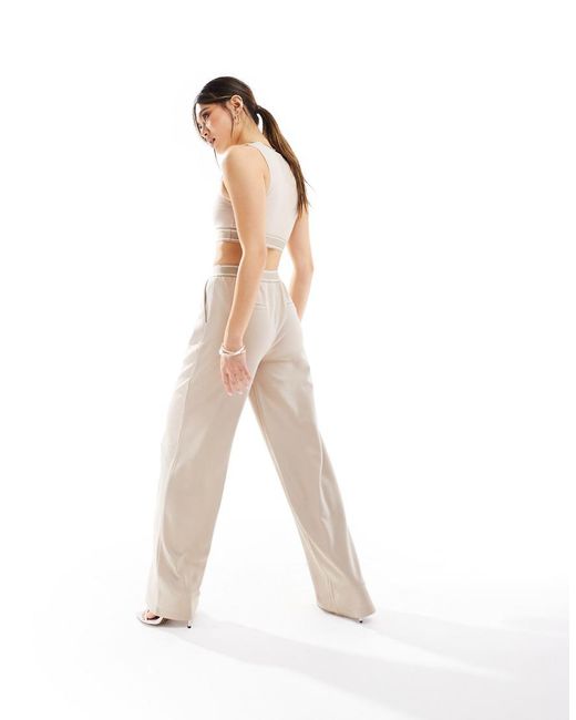 ASOS Broek Met Wijde Pijpen En Elastische Taille Met Randje in het White
