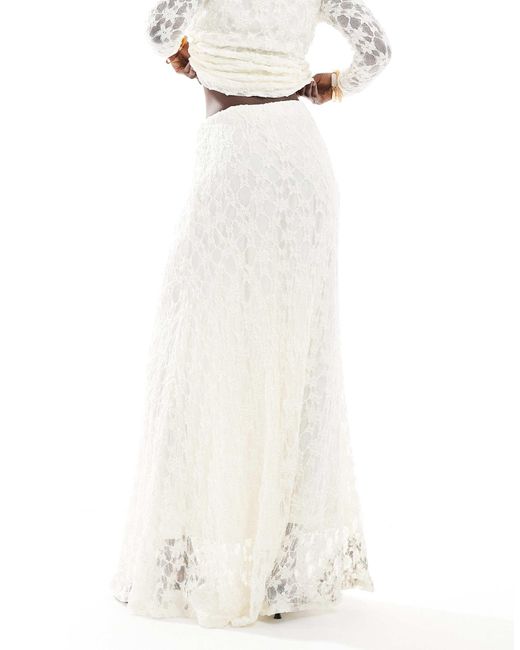 Threadbare White Lace Maxi Skirt