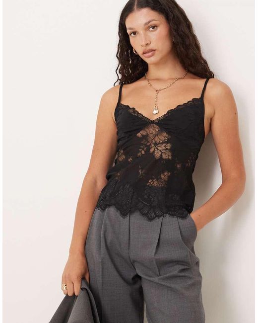 Gina Tricot Black Lace Singlet Top