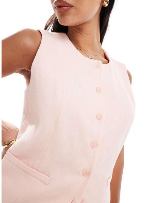River Island Pink High Neck Waistcoat