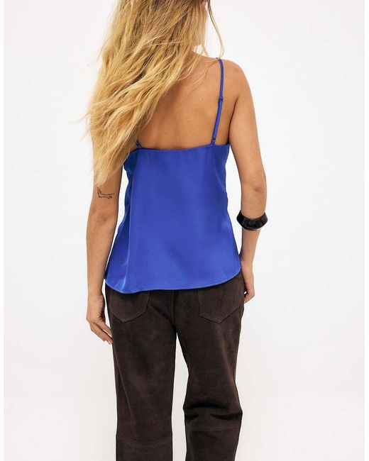 NA-KD Blue Wrap Tie Strap Top