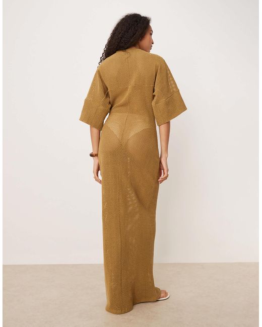 ASOS Natural – midi-t-shirt-kleid aus häkelstrick