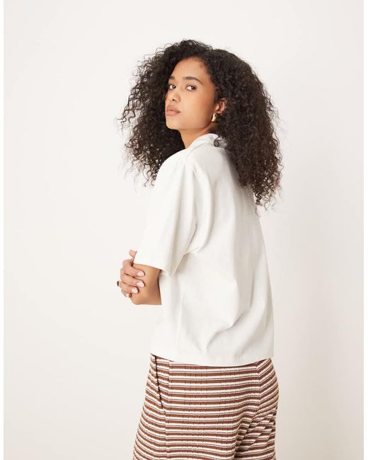 ASOS Blue Boxy Oversized Polo Top With Shoulder Pad