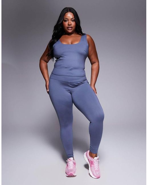 4505 Blue Curve Square Neck Singlet With Inner Bra