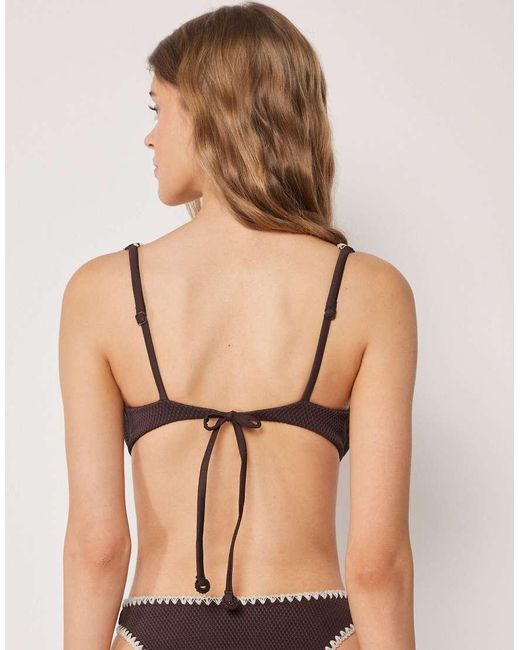 Calzedonia Black Fuller Bust Balconette Bikini Top Bicolor Embroidery