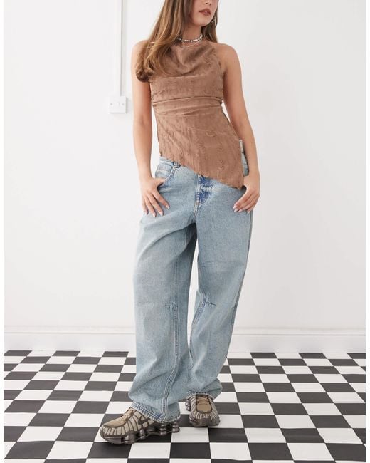 Collusion Blue baggy Jeans With Seam Detail