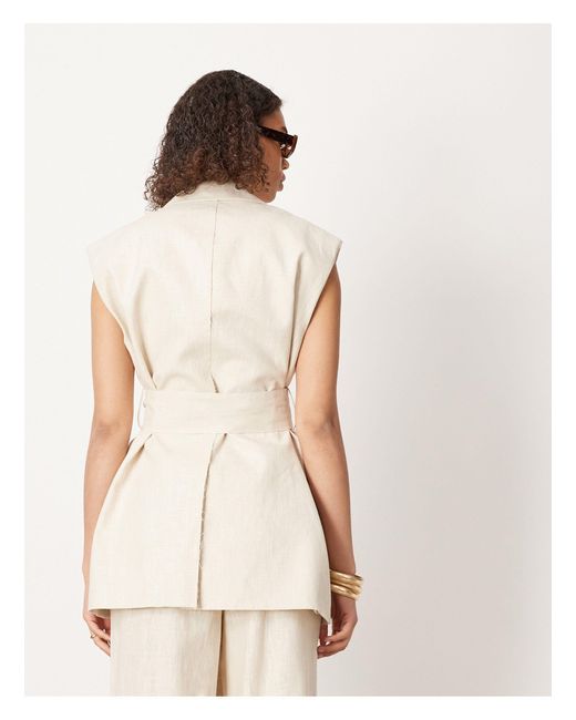ASOS Natural Double Breasted Sleeveless Blazer Co-ord With Belt