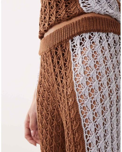 ARRANGE Brown Crochet Trousers Co-ord